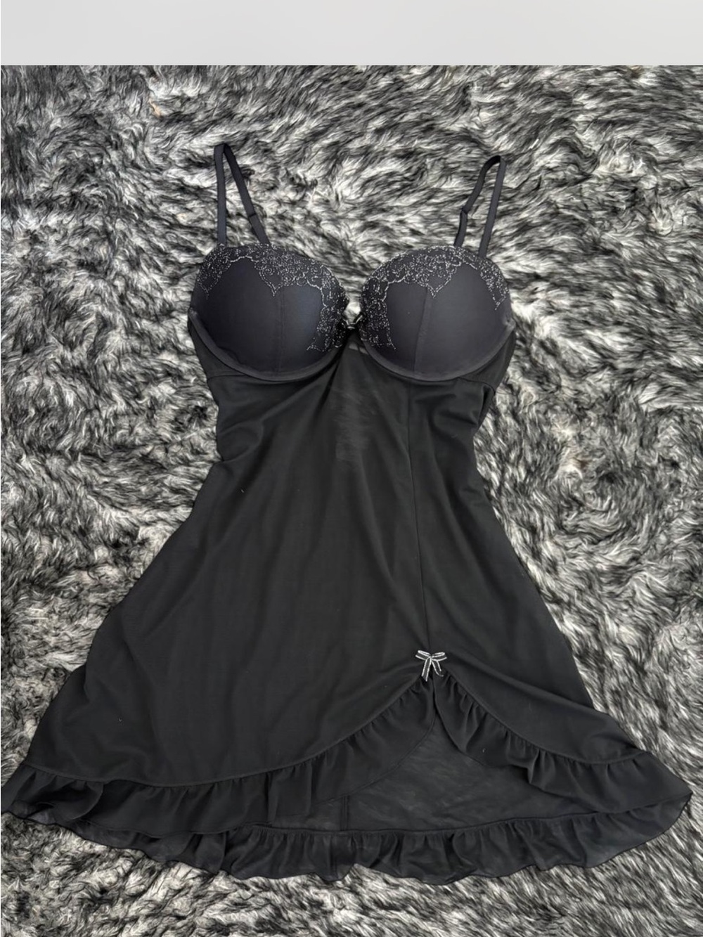 Gilligan & O'Malley Black Lace-Trim Chemise